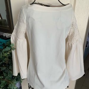 Ann Taylor Smocked Bell Sleeve Top